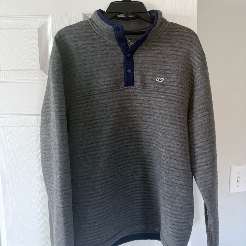 Men's Vineyard Vines Gray and Blue Sweater